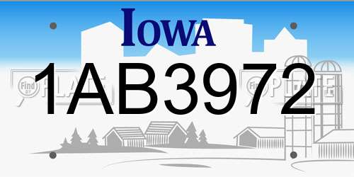 1AB3972 Iowa License Plate