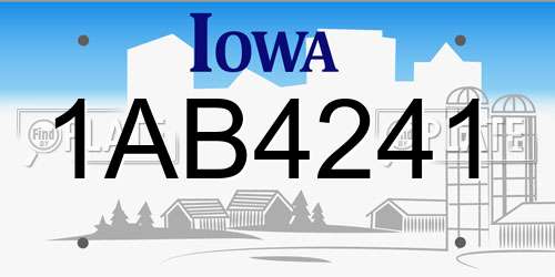 1AB4241 Iowa License Plate