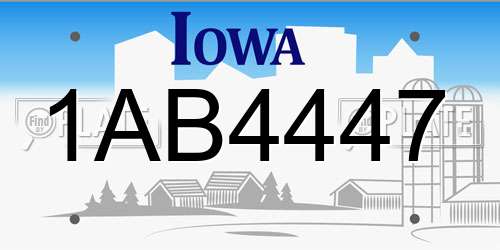 1AB4447 Iowa License Plate
