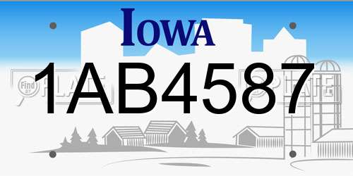 1AB4587 Iowa License Plate