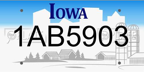 1AB5903 Iowa License Plate