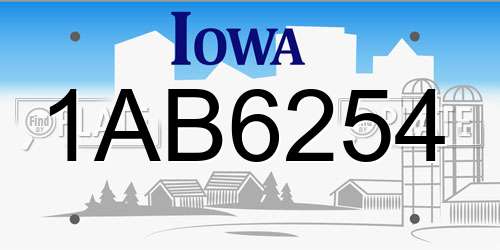 1AB6254 Iowa License Plate