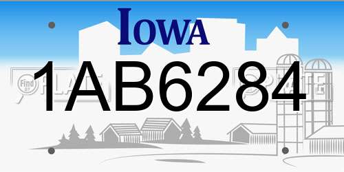1AB6284 Iowa License Plate
