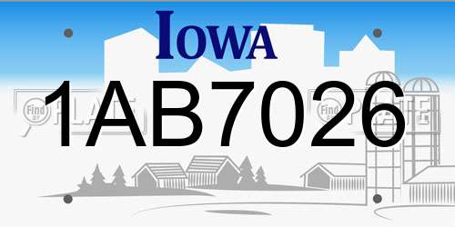 1AB7026 Iowa License Plate