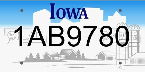 1AB9780 Iowa License Plate