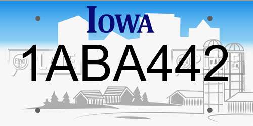 1ABA442 Iowa License Plate