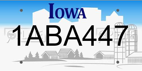 1ABA447 Iowa License Plate