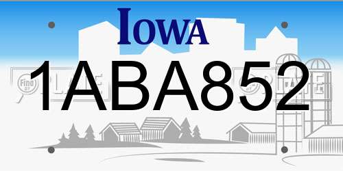 1ABA852 Iowa License Plate