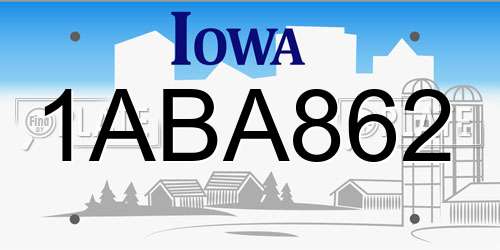 1ABA862 Iowa License Plate