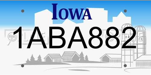 1ABA882 Iowa License Plate