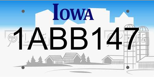 1ABB147 Iowa License Plate