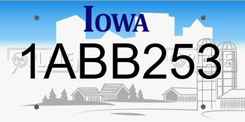 1ABB253 Iowa License Plate
