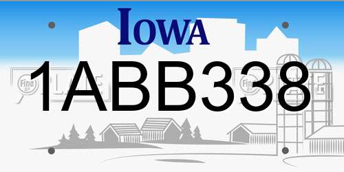 1ABB338 Iowa License Plate
