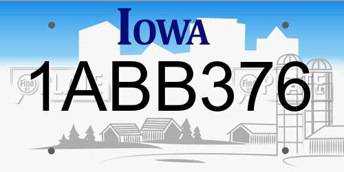 1ABB376 Iowa License Plate