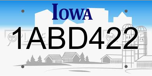 1ABD422 Iowa License Plate