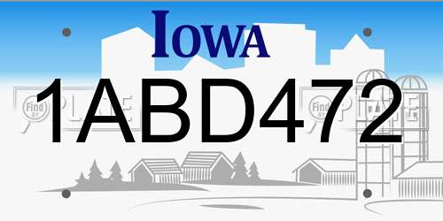 1ABD472 Iowa License Plate