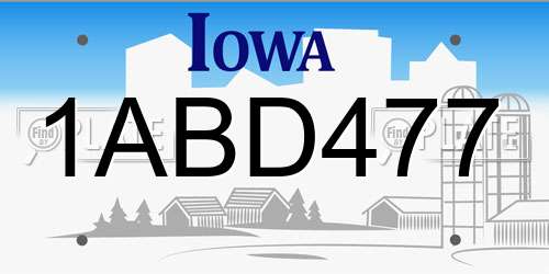 1ABD477 Iowa License Plate