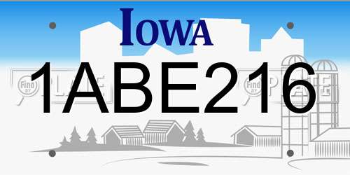 1ABE216 Iowa License Plate