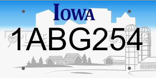 1ABG254 Iowa License Plate