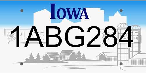 1ABG284 Iowa License Plate