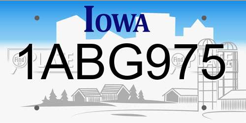 1ABG975 Iowa License Plate