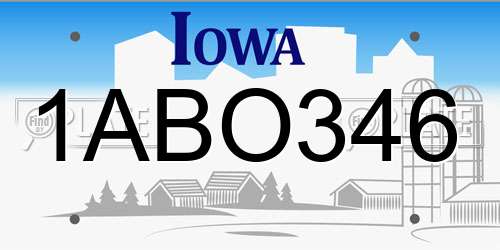 1ABO346 Iowa License Plate