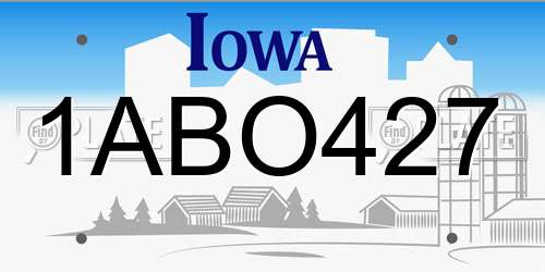 1ABO427 Iowa License Plate
