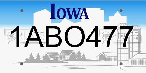 1ABO477 Iowa License Plate