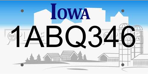 1ABQ346 Iowa License Plate