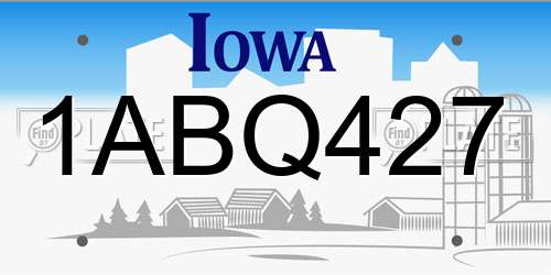 1ABQ427 Iowa License Plate