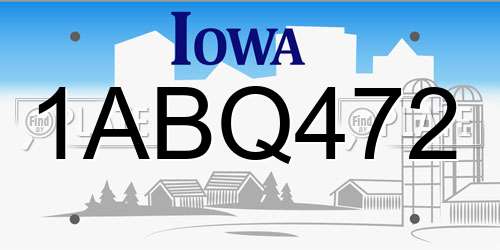 1ABQ472 Iowa License Plate