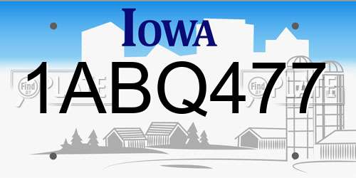 1ABQ477 Iowa License Plate