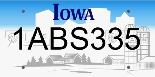 1ABS335 Iowa License Plate
