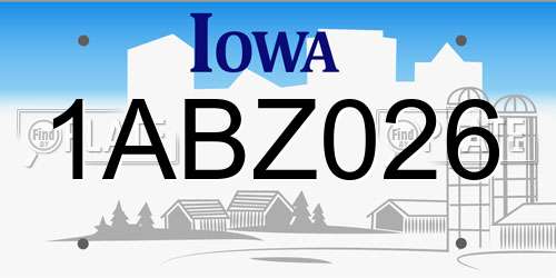 1ABZ026 Iowa License Plate