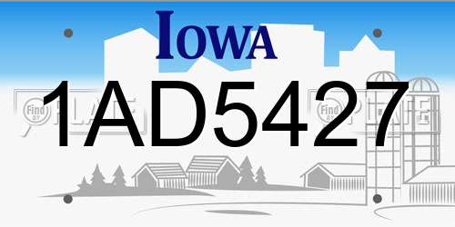 1AD5427 Iowa License Plate