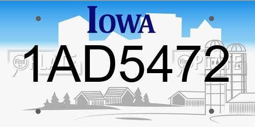 1AD5472 Iowa License Plate