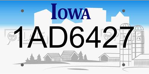 1AD6427 Iowa License Plate