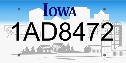 1AD8472 Iowa License Plate