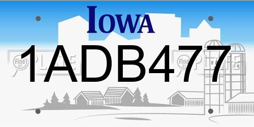 1ADB477 Iowa License Plate