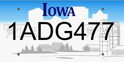 1ADG477 Iowa License Plate