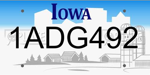 1ADG492 Iowa License Plate