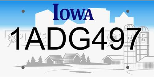 1ADG497 Iowa License Plate