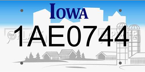 1AE0744 Iowa License Plate