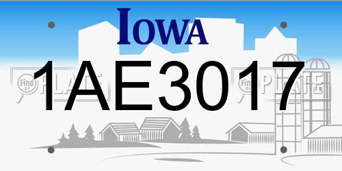 1AE3017 Iowa License Plate