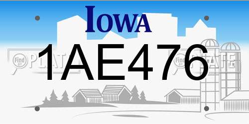 1AE476 Iowa License Plate