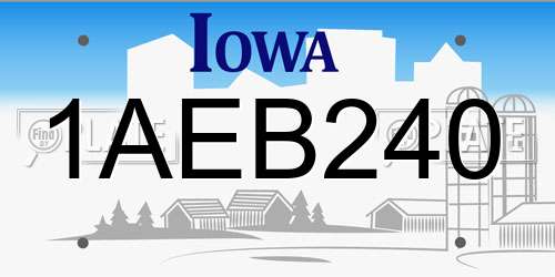 1AEB240 Iowa License Plate