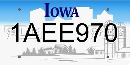 1AEE970 Iowa License Plate