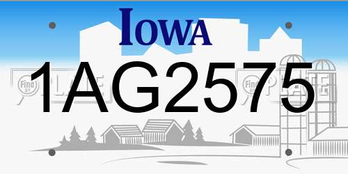 1AG2575 Iowa License Plate