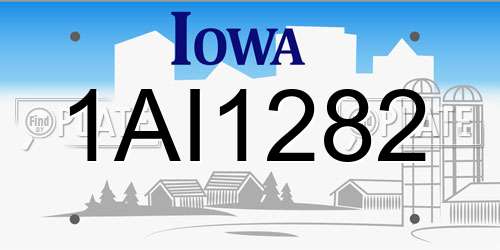 1AI1282 Iowa License Plate