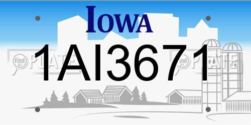 1AI3671 Iowa License Plate